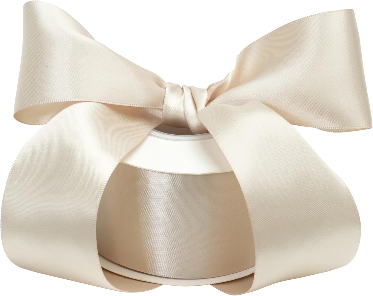Champagne Ribbon 2 Inch Double Faced Satin Ribbon Thick Nude Champagne Silk Ribbon (25 Yards)